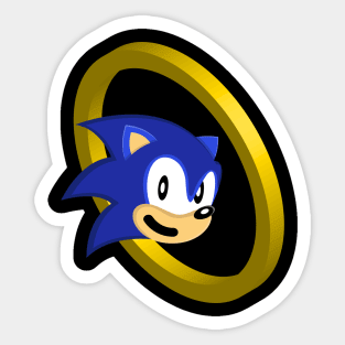 sonic mascot and golden circle ring Sticker
